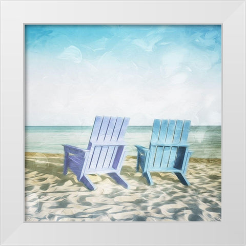 Lets Sit On The Beach White Modern Wood Framed Art Print by Villa, Mlli