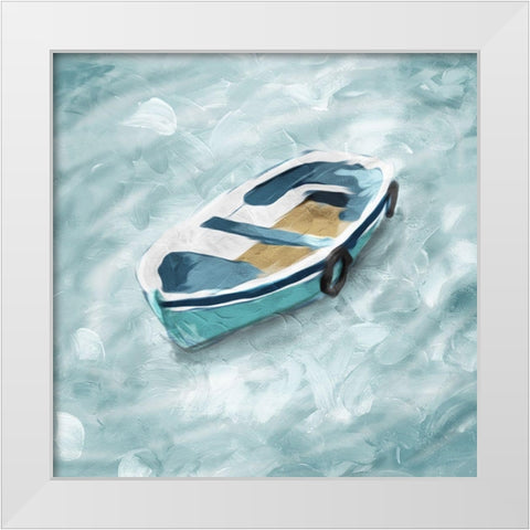 Boat On Its Own White Modern Wood Framed Art Print by Villa, Mlli