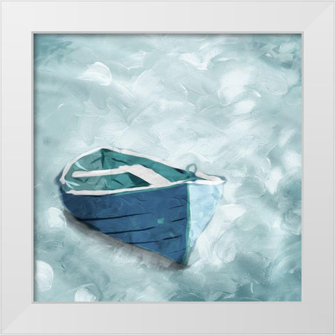 Lonely Boat White Modern Wood Framed Art Print by Villa, Mlli