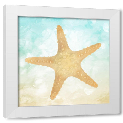 Star On The Beach White Modern Wood Framed Art Print by Villa, Mlli