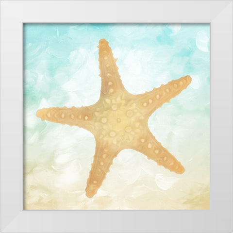 Star On The Beach White Modern Wood Framed Art Print by Villa, Mlli