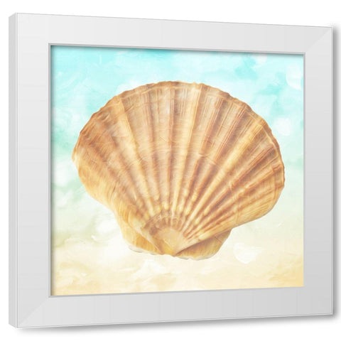 Shell On The Beach White Modern Wood Framed Art Print by Villa, Mlli