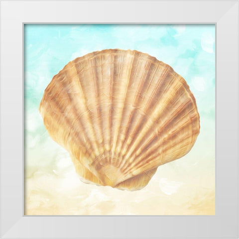 Shell On The Beach White Modern Wood Framed Art Print by Villa, Mlli