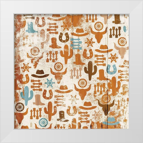 Western Print White Modern Wood Framed Art Print by Villa, Mlli