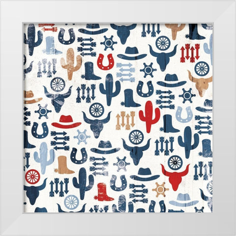 Western Print Patriotic White Modern Wood Framed Art Print by Villa, Mlli