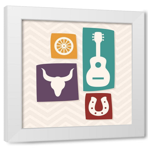 Western Stamp One White Modern Wood Framed Art Print by Villa, Mlli