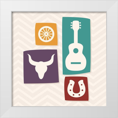 Western Stamp One White Modern Wood Framed Art Print by Villa, Mlli