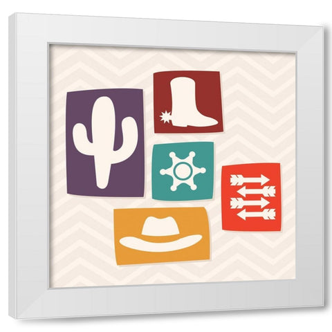 Western Stamp Two White Modern Wood Framed Art Print by Villa, Mlli