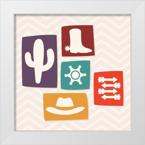 Western Stamp Two White Modern Wood Framed Art Print by Villa, Mlli