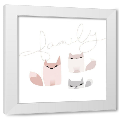 Fox Family White Modern Wood Framed Art Print by Villa, Mlli