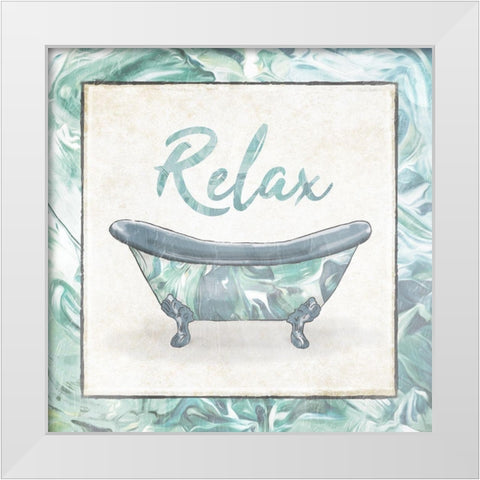 Relax Abstract Bath White Modern Wood Framed Art Print by Villa, Mlli