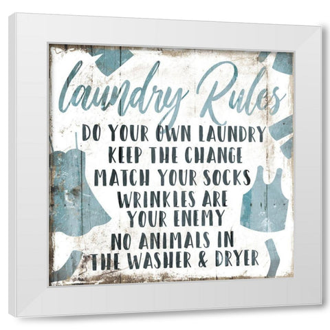 Laundry Rules Laundry White Modern Wood Framed Art Print by Villa, Mlli