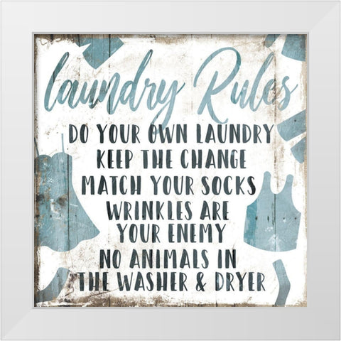 Laundry Rules Laundry White Modern Wood Framed Art Print by Villa, Mlli