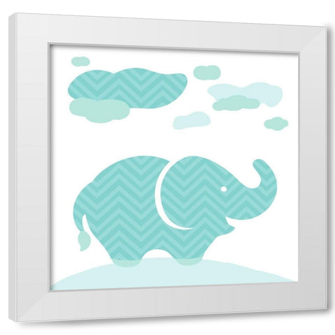 Elephant Fun White Modern Wood Framed Art Print by Villa, Mlli
