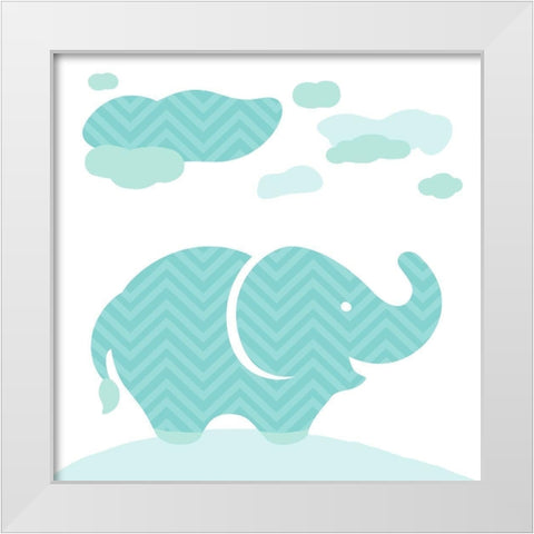 Elephant Fun White Modern Wood Framed Art Print by Villa, Mlli