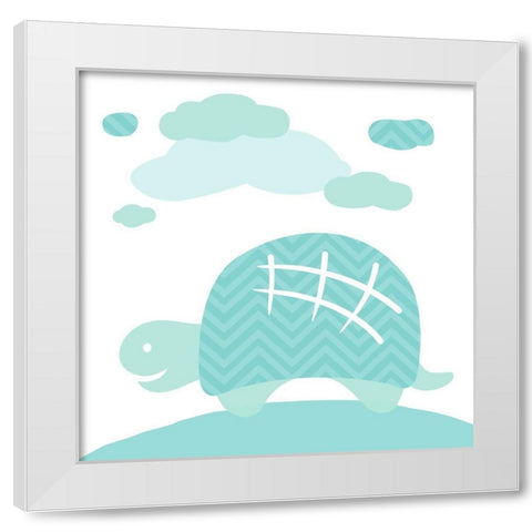 Turtle Fun White Modern Wood Framed Art Print by Villa, Mlli