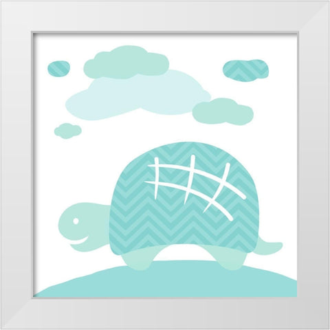 Turtle Fun White Modern Wood Framed Art Print by Villa, Mlli