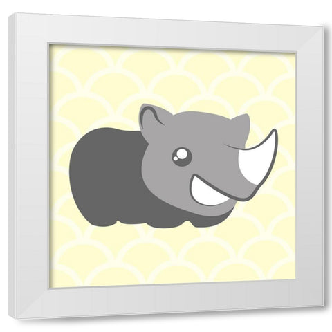 Rhino Yellow White Modern Wood Framed Art Print by Villa, Mlli