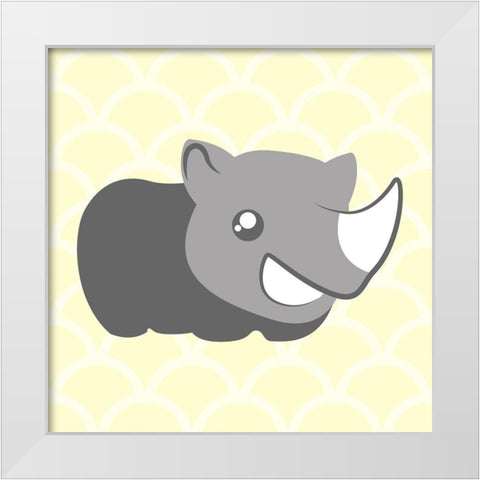 Rhino Yellow White Modern Wood Framed Art Print by Villa, Mlli