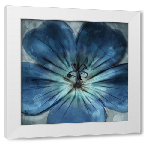 Uplifting Blue Flower White Modern Wood Framed Art Print by Villa, Mlli