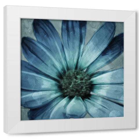 Uplifting Blue Flower Mate White Modern Wood Framed Art Print by Villa, Mlli