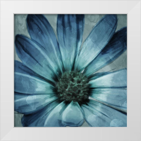 Uplifting Blue Flower Mate White Modern Wood Framed Art Print by Villa, Mlli