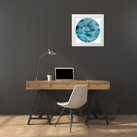 More Cloudy With Chance Circle White Modern Wood Framed Art Print by Villa, Mlli