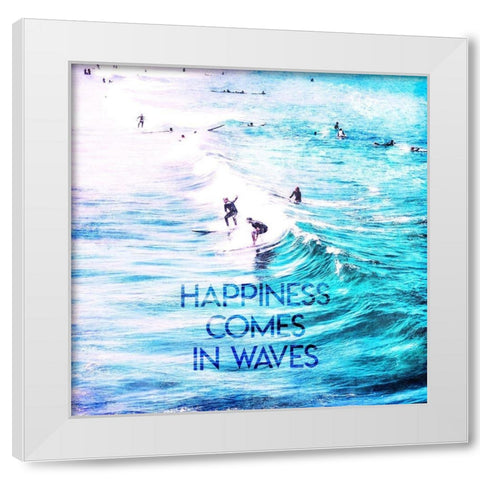Happiness Comes In Waves White Modern Wood Framed Art Print by Villa, Mlli