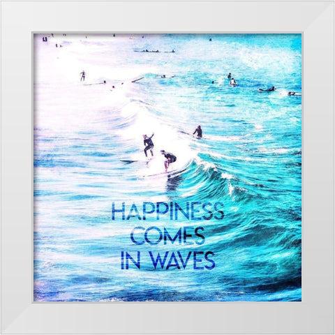 Happiness Comes In Waves White Modern Wood Framed Art Print by Villa, Mlli