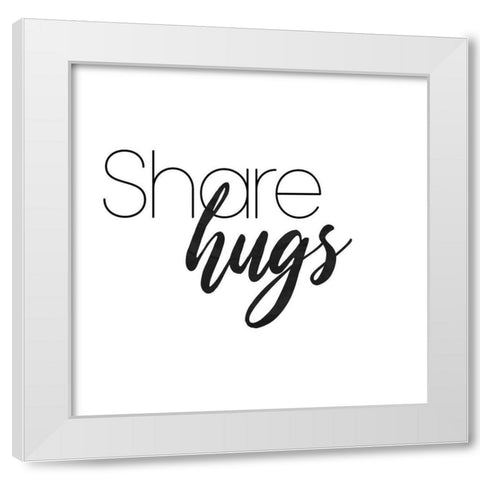Share Hugs White Modern Wood Framed Art Print by Villa, Mlli