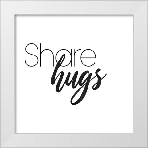 Share Hugs White Modern Wood Framed Art Print by Villa, Mlli