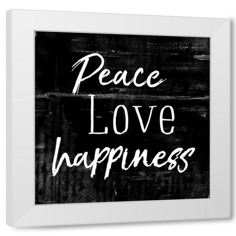Peace Love Happiness Black White Modern Wood Framed Art Print by Villa, Mlli
