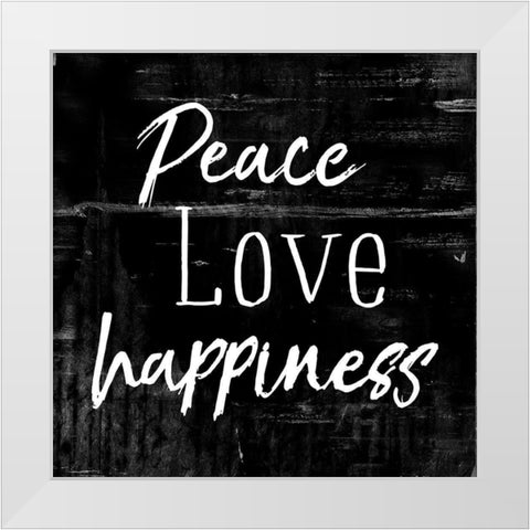 Peace Love Happiness Black White Modern Wood Framed Art Print by Villa, Mlli