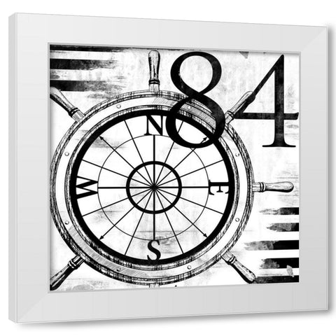 Coastal Compass White Modern Wood Framed Art Print by Villa, Mlli