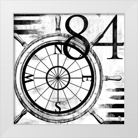 Coastal Compass White Modern Wood Framed Art Print by Villa, Mlli
