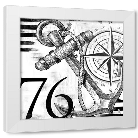 Coastal Anchor White Modern Wood Framed Art Print by Villa, Mlli