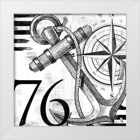 Coastal Anchor White Modern Wood Framed Art Print by Villa, Mlli