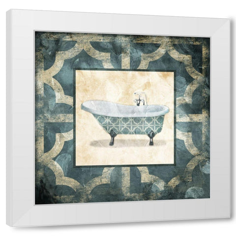 Muted Blue Bath White Modern Wood Framed Art Print by Villa, Mlli