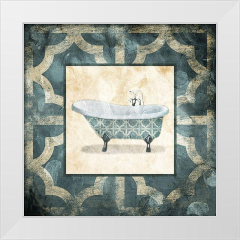 Muted Blue Bath White Modern Wood Framed Art Print by Villa, Mlli