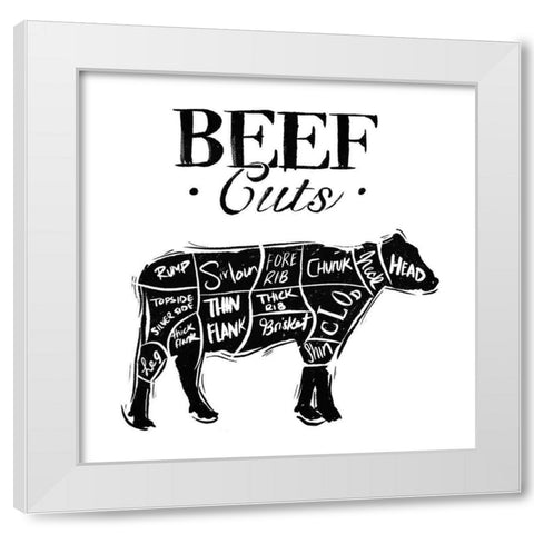 Beef Cuts Reverse White Modern Wood Framed Art Print by Villa, Mlli