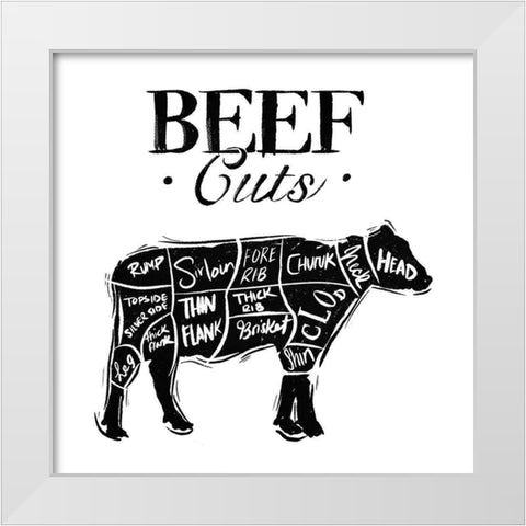 Beef Cuts Reverse White Modern Wood Framed Art Print by Villa, Mlli