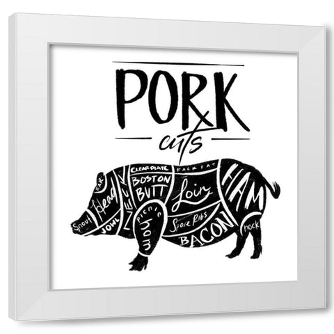 Pork Cuts Reverse White Modern Wood Framed Art Print by Villa, Mlli