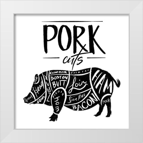 Pork Cuts Reverse White Modern Wood Framed Art Print by Villa, Mlli