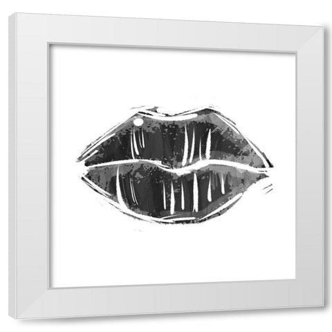 Black Lips White Modern Wood Framed Art Print by Villa, Mlli