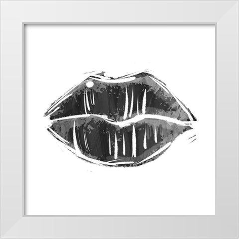 Black Lips White Modern Wood Framed Art Print by Villa, Mlli