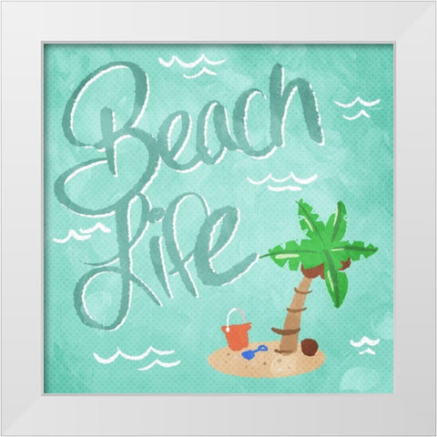 Beach Life White Modern Wood Framed Art Print by Villa, Mlli