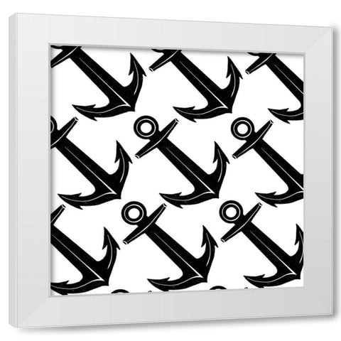 Anchors White Modern Wood Framed Art Print by Villa, Mlli