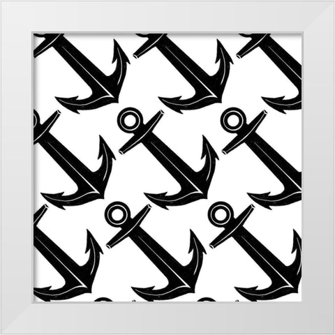 Anchors White Modern Wood Framed Art Print by Villa, Mlli