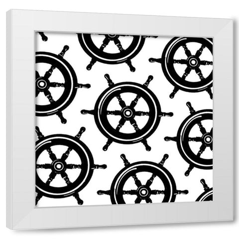 Steering Wheels White Modern Wood Framed Art Print by Villa, Mlli