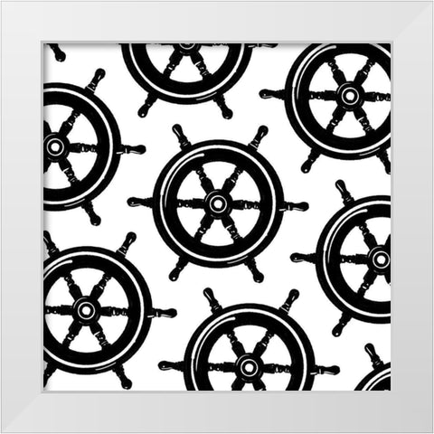 Steering Wheels White Modern Wood Framed Art Print by Villa, Mlli